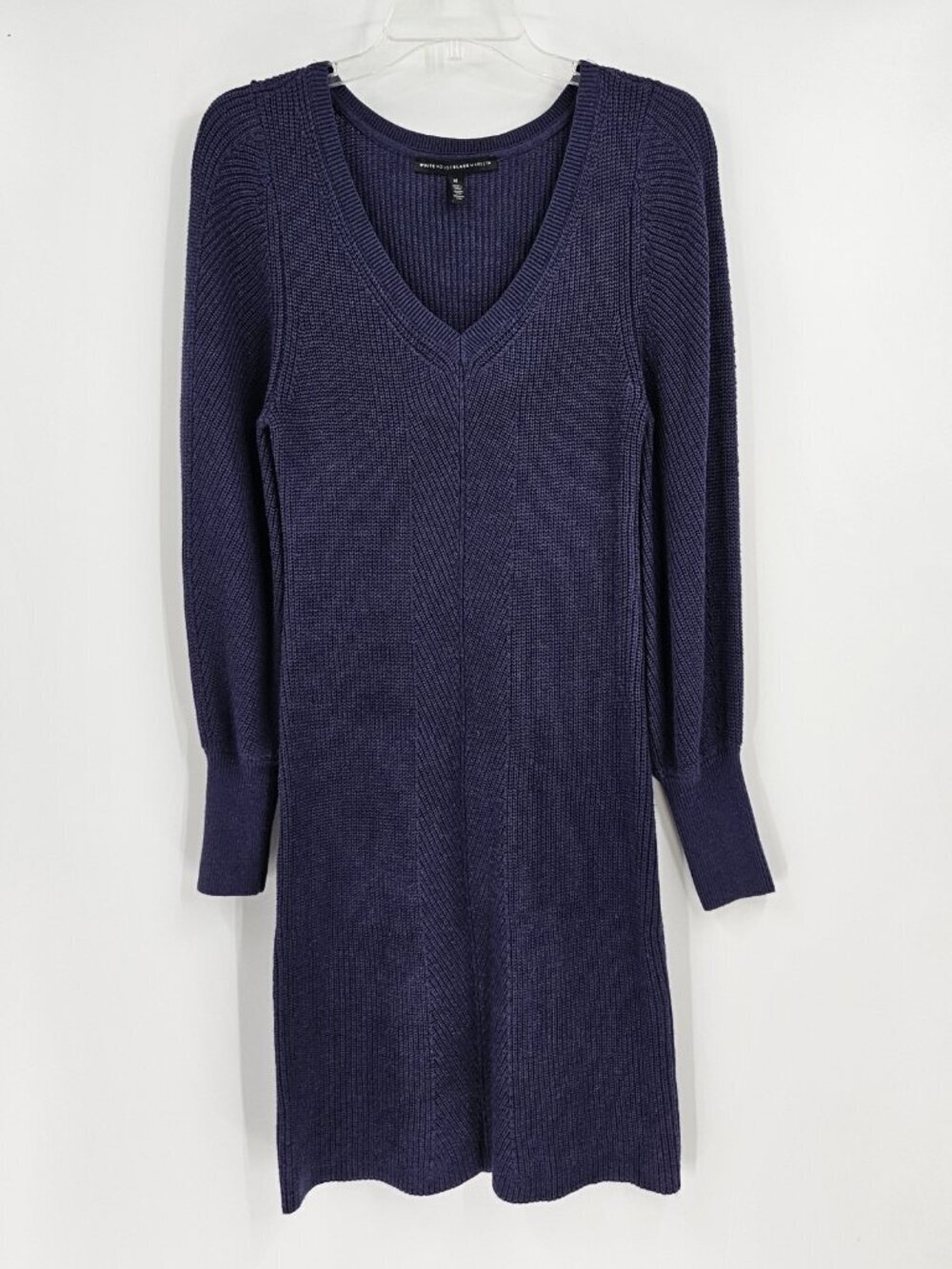 WHITE HOUSE BLACK MARKET US sz M Violet Rayon Wool Sweater Knit Dress Washable